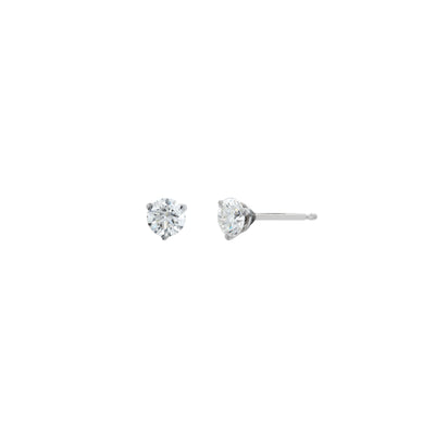 0.50 CTTW Three Prong Round Diamond Stud Earrings in 14K White Gold