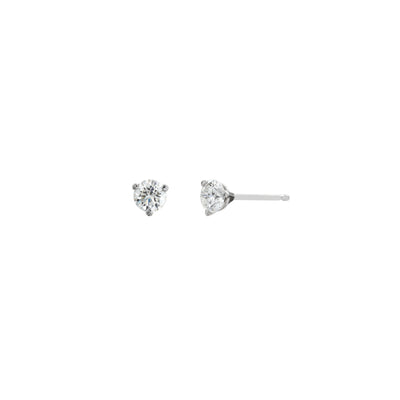 0.40 CTTW Three Prong Round Diamond Stud Earrings in 14K White Gold
