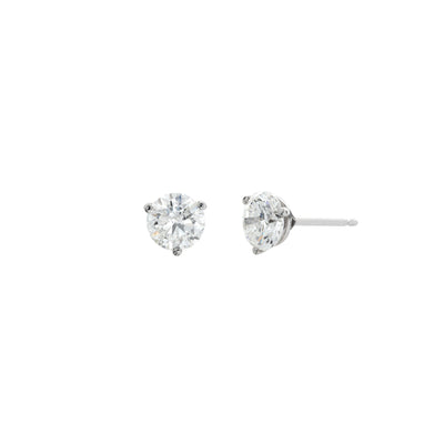 14K White Gold Round Diamond Stud Earrings