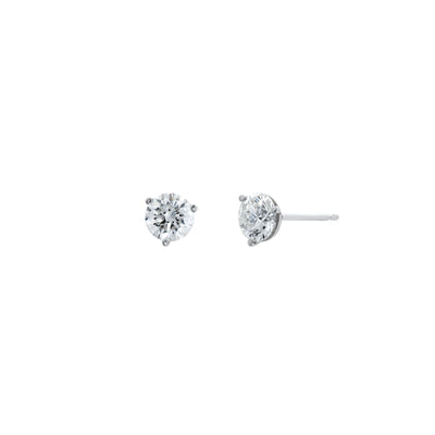 14K White Gold Round Diamond Stud Earrings