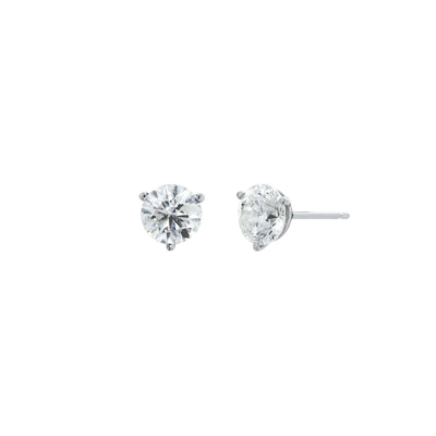 14K White Gold Round Diamond Stud Earrings