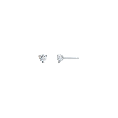 0.15 CTTW Three Prong Round Diamond Stud Earrings in 14K White Gold