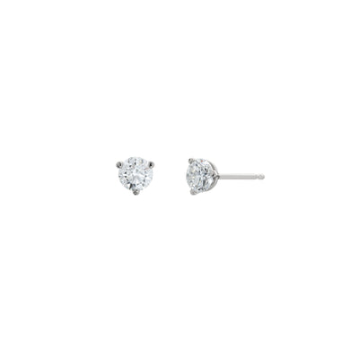 0.60 CTTW Three Prong Round Diamond Stud Earrings in 14K White Gold