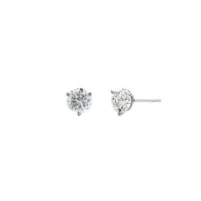 14K White Gold Round Diamond Stud Earrings