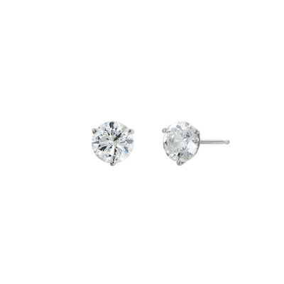 2.00 CTTW Three Prong Round Diamond Stud Earrings in 14K White Gold