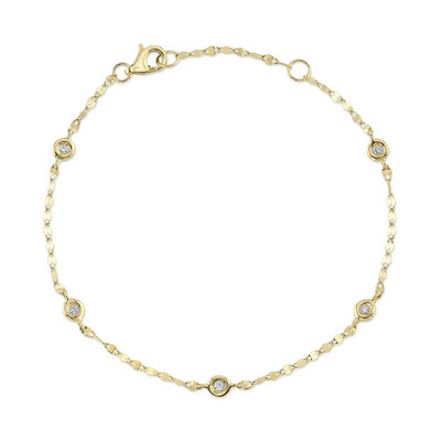 Bezel-Set Diamond Station Bracelet in 14K Yellow Gold