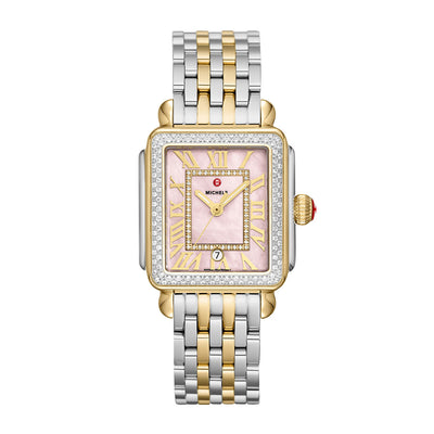 Deco Madison Two-Tone Pink Peony Dial Watch | 35MM | MWW06T000266