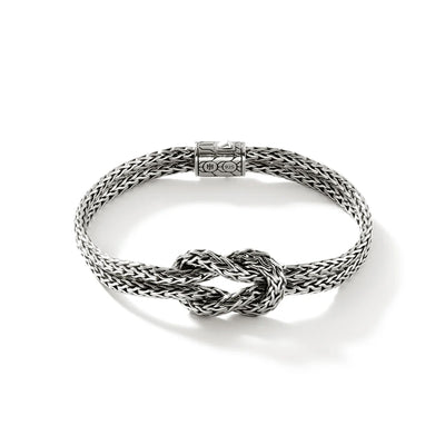 Sterling Silver Carved Chain Love Knot Bracelet