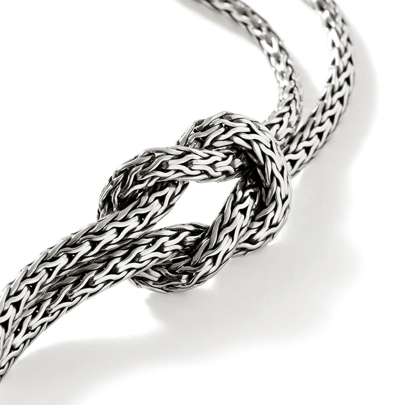 Sterling Silver Carved Chain Love Knot Bracelet