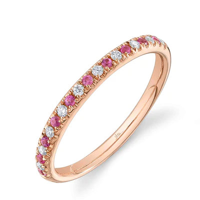 14K Rose Gold Sapphire and Diamond  Band