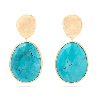 18K Yellow Gold Turquoise Earrings