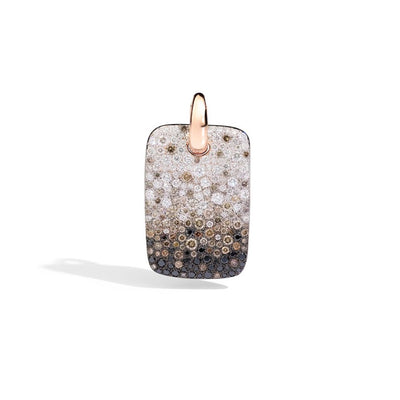 Sabbia Rectangular Pendant in 18K Rose Gold with Pavé Black and Brown Diamonds, 3.37cttw