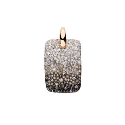 Sabbia Rectangular Pendant in 18K Rose Gold with Pavé Black and Brown Diamonds, 3.37cttw
