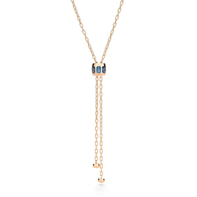 Iconica Lariat Blue Topaz Necklace in 18K Rose Gold, 1.80cttw