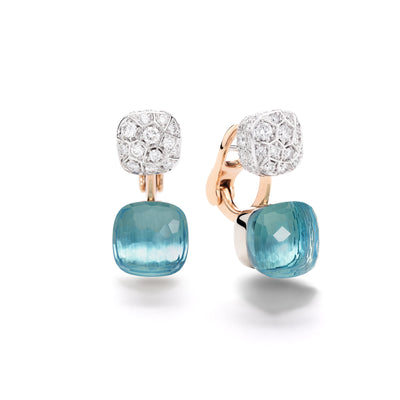 Nudo Sky Blue Topaz and Pavé Diamond Earrings in 18K White & Rose Gold, 19.52cttw