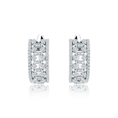 Diamond Patterned Earrings in 14K White Gold, 0.71cttw
