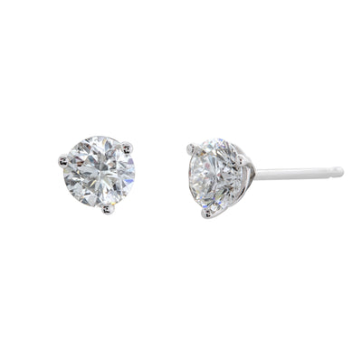 0.75 cttw. Round Three Prong Martini Stud Earrings in 14K White Gold