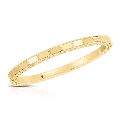 Art Deco Mosaic Diamond Accent Bangle Bracelet in 18K Yellow Gold
