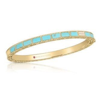 18K Yellow Gold Turquoise and Diamond  Bracelet