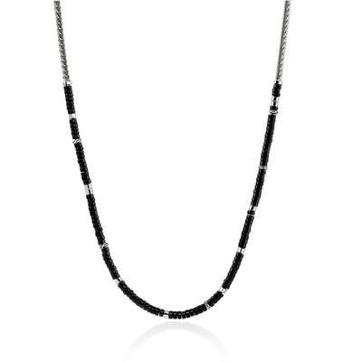 John Hardy Sterling Silver and Onyx Heishi Chain Necklace