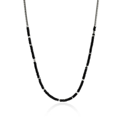 Sterling Silver and Onyx Heishi Chain Necklace