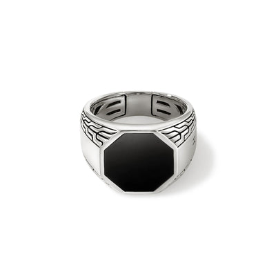 John Hardy Sterling Silver and Onyx Octagon Signet Ring