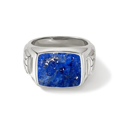 John Hardy Sterling Silver and Lapis Rectangle Signet Ring