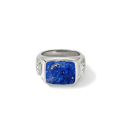 Sterling Silver and Lapis Rectangle Signet Ring