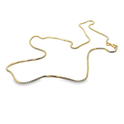 ESTATE 14K YELLOW BOX CHAIN NECKLACE, 1.5 MM WIDE, 18 INCHES LONG