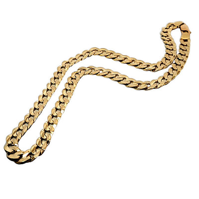 ESTATE 14K YELLOW CURB CHAIN NECKLACE 18 INCHES LENGTH 8.2MM WIDE