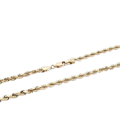 ESTATE 14K YELLOW ROPE CHAIN 3.4MM WIDE 20 INCHES LENGTH