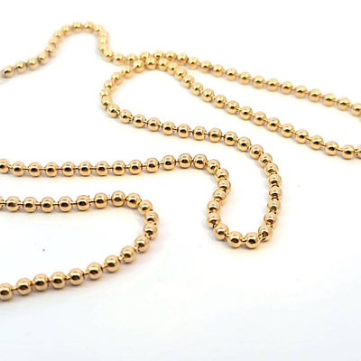 ESTATE 14K YELLOW BALL CHAIN NEKLACE 2.05MM WIDE 28 INCHES LENGTH