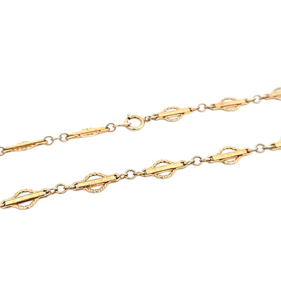 ESTATE 14K YELLOW FANCY LINK CHAIN NECKLACE 6MM WIDE 28 INCHES LENGTH