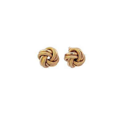 ESTATE 14K YELLOW TEXTURED KNOT STUD EARRINGS, 0.50 INCH LONG