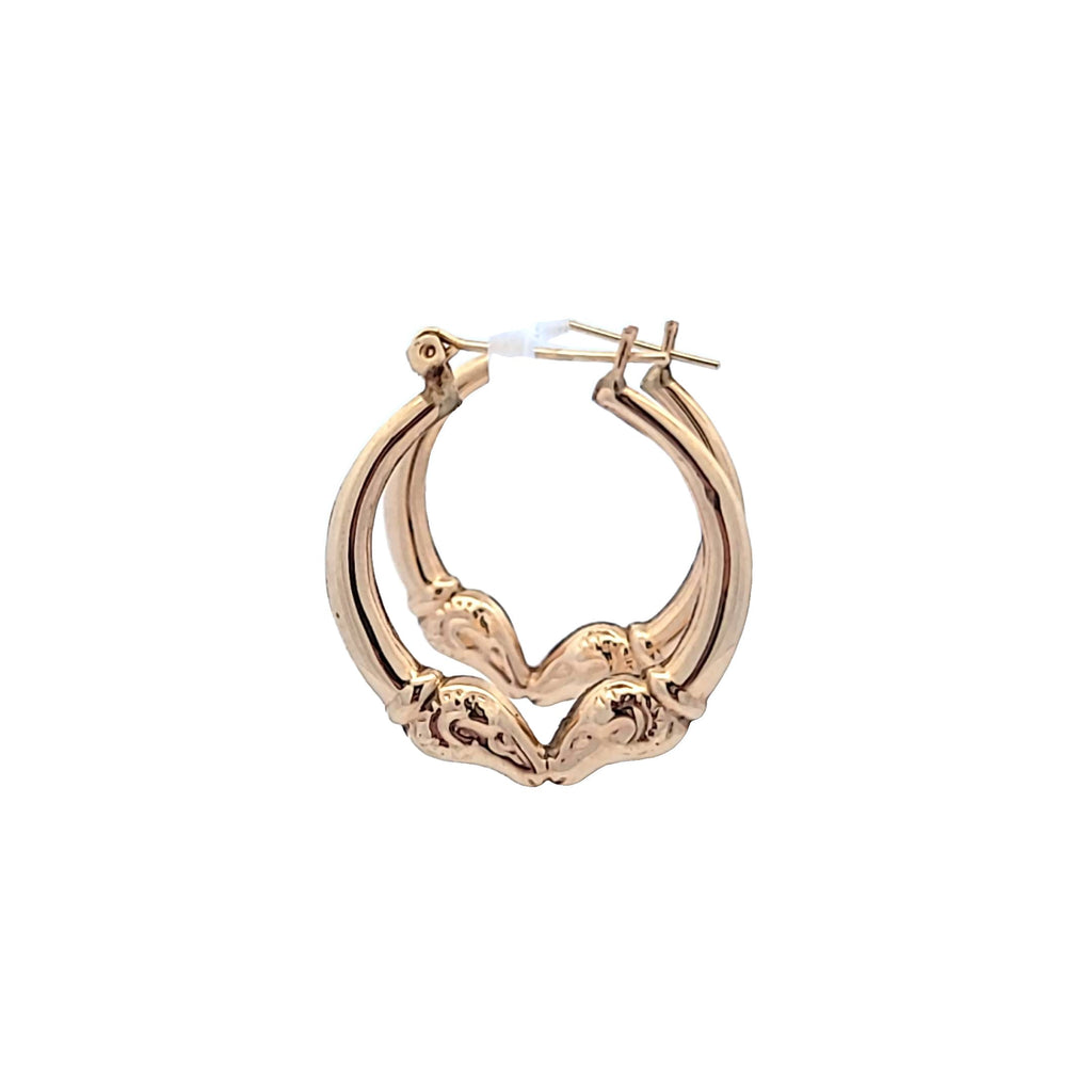 14K Yellow Gold Rams Head Hoop Earrings