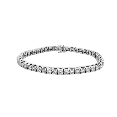 ESTATE 14K WHITE DIAMOND LINE BRACELET, 7.50 CTW, 6.75 INCHES LONG