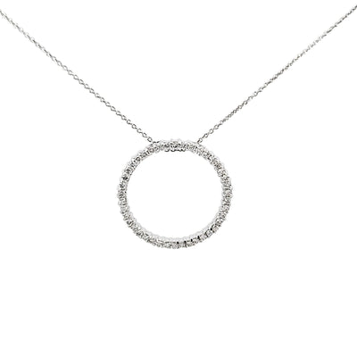 ESTATE ROBERTO COIN 18K WHITE LARGE DIAMOND CIRCLE NECKLACE, 0.43 CTW, 13.5-16 INCHES LONG