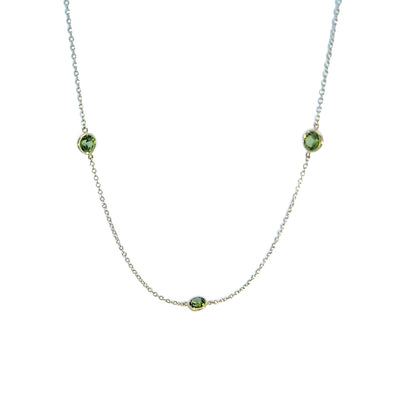 ESTATE 14K YELLOW PERIDOT STATION NECKLACE, 17.5 INCHES LONG