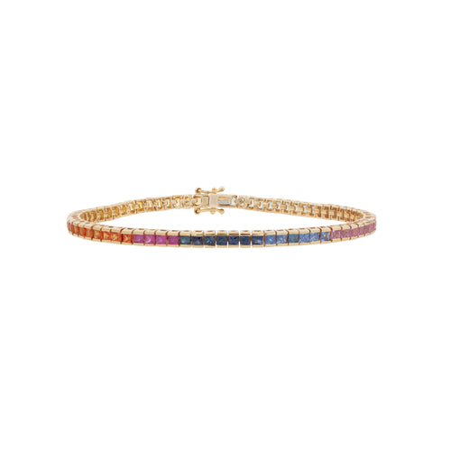 14K Yellow Gold Multicolor Sapphire Eternity Bracelet
