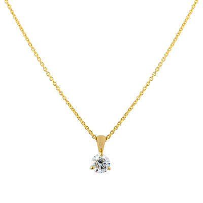 18” 0.50 cttw. Solitaire Diamond Pendant Necklace in 14K Yellow Gold