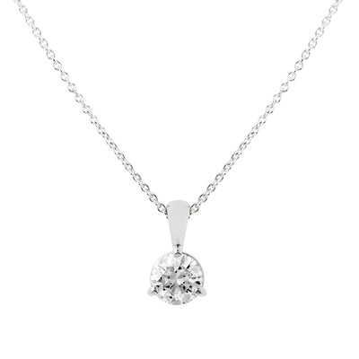 18” 1.00 cttw. Solitaire Diamond Pendant Necklace in 14K White Gold