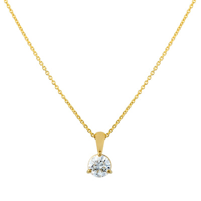 18” 0.85 cttw. Solitaire Diamond Pendant Necklace in 14K Yellow Gold