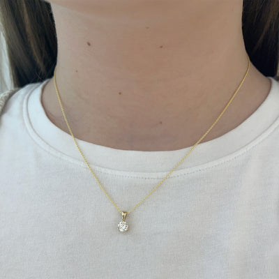 18” 0.70 cttw. Solitaire Diamond Pendant Necklace in 14K Yellow Gold