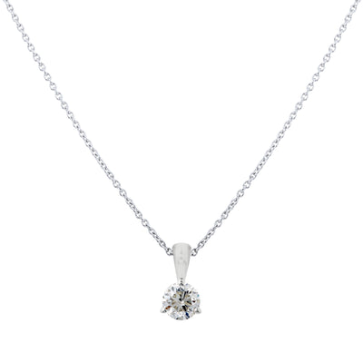 18” 0.70 cttw. Solitaire Diamond Pendant Necklace in 14K White Gold