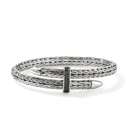 John Hardy Sterling Silver and Black Sapphire Flex Cuff Bracelet