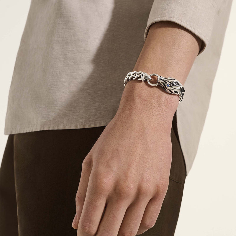 Sterling Silver and Sapphire Naga Curb Link Bracelet