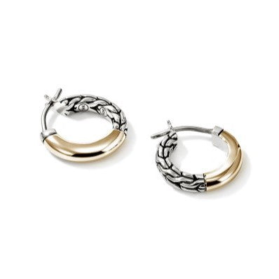 John Hardy Sterling Silver and 14K Yellow Gold Crossover Hoop Earrings