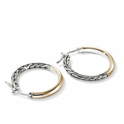 John Hardy Sterling Silver and 14K Yellow Gold Essential Hoop Earrings