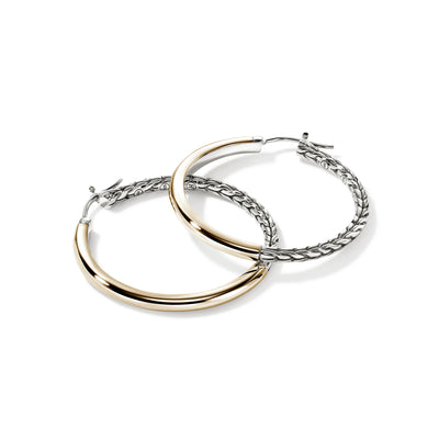 Sterling Silver and 14K Yellow Gold Hoop Earrings