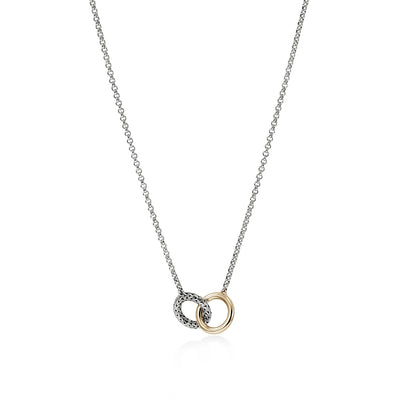 John Hardy Sterling Silver and 14K Yellow Gold Linked Circles Necklace